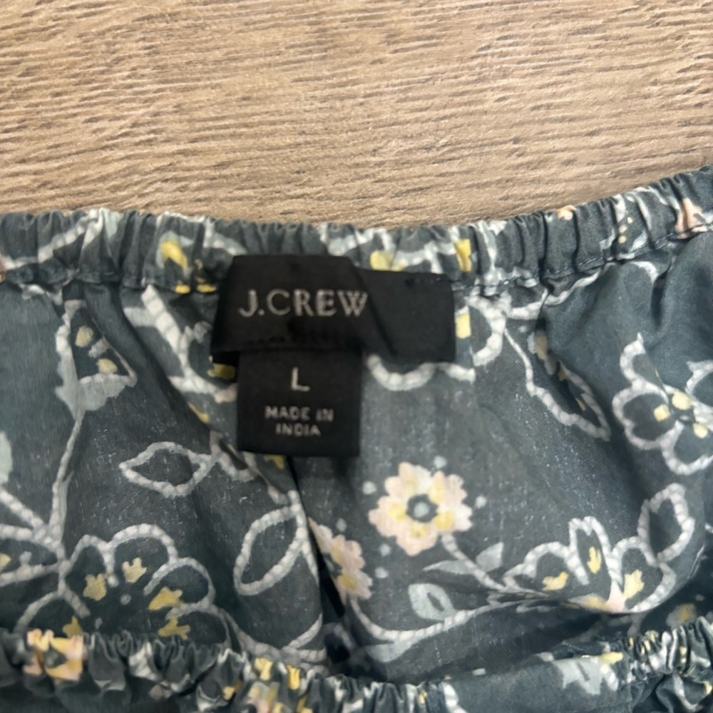 J.Crew Gathered Scoopneck Top Large Vintage Vines Floral Blouse - Picture 3 of 7